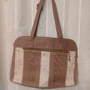 Women's Two-Tone Brown & Cream Tote Bag
